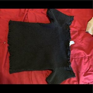 Black shoulderless crop top